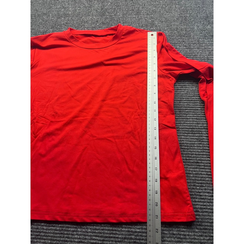 Womens Red Long Sleeve Crewneck T-Shirt Soft Cotton Blend Basic Top Size Small - Picture 6 of 7